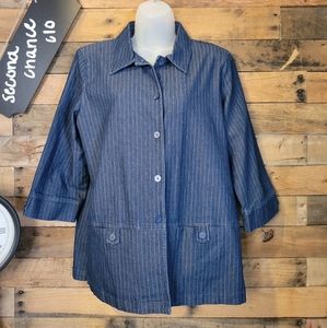 SALE-Allison Daley womens dark jean jacket with pinstripes size 12